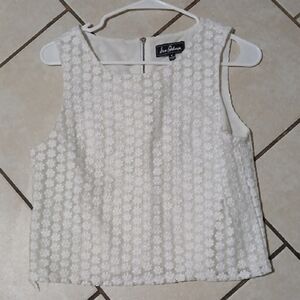 SAM EDELMON Womens Size L White Textured Sleeveless Blouse